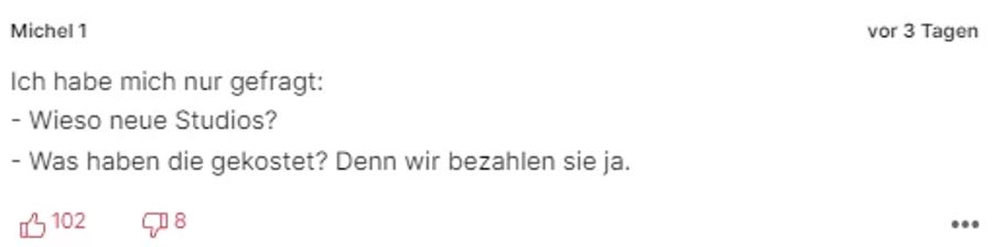 Der Leser «Michel 1» fragt sich, weshalb man überhaupt die Studios gewechselt hat.