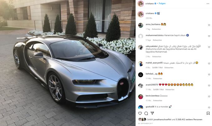 Ronaldo besitzt unter anderem zwei Bugattis. Georgina