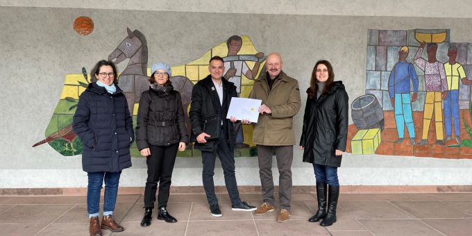 V.l.n.r.: Martina Voigt-Gefri, Katrin Amstutz-Betschart, Patrick. Breitenstein (Generalsekretär Gemeinde Riehen), Daniele Agnolazza, Rebecca Stankowski-Jeker. Riehen