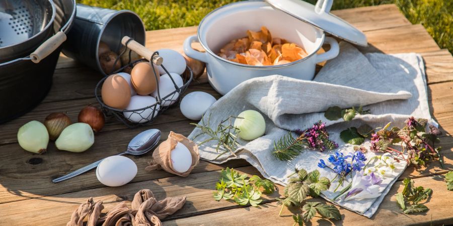 Eier Gartentisch Blumen Blätter Nylon Topf