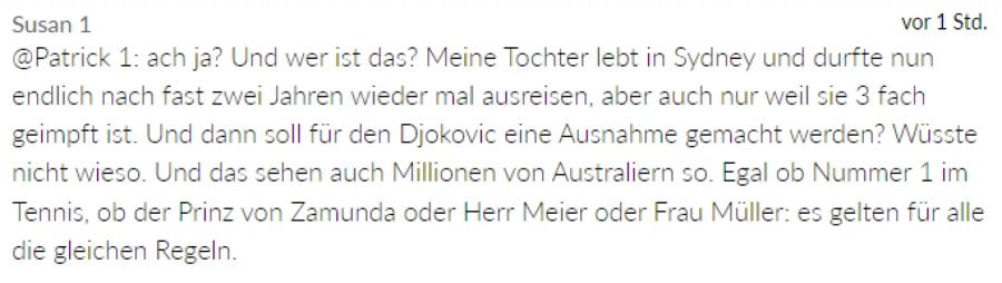 Für diese Leserin ist die Angelegenheit schon fast persönlich.