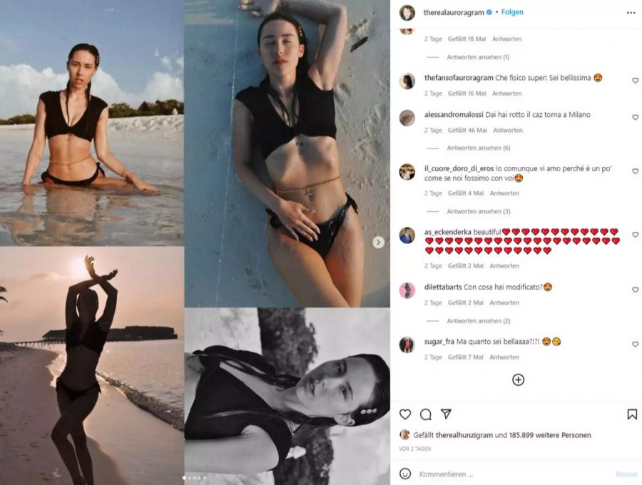 Aurora Ramazzotti posiert im Bikini.