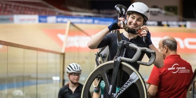 Aline Seitz an den Schweizermeisterschaften 2024, kurz bevor es nach Australien an den Weltcup ging. aline seitz velodrome