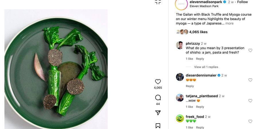 Instagram Post vegane Speise.