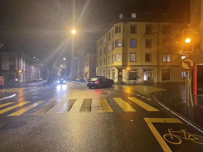 Unfallsituation auf der Burgstrasse in St. Gallen. Unfallsituation