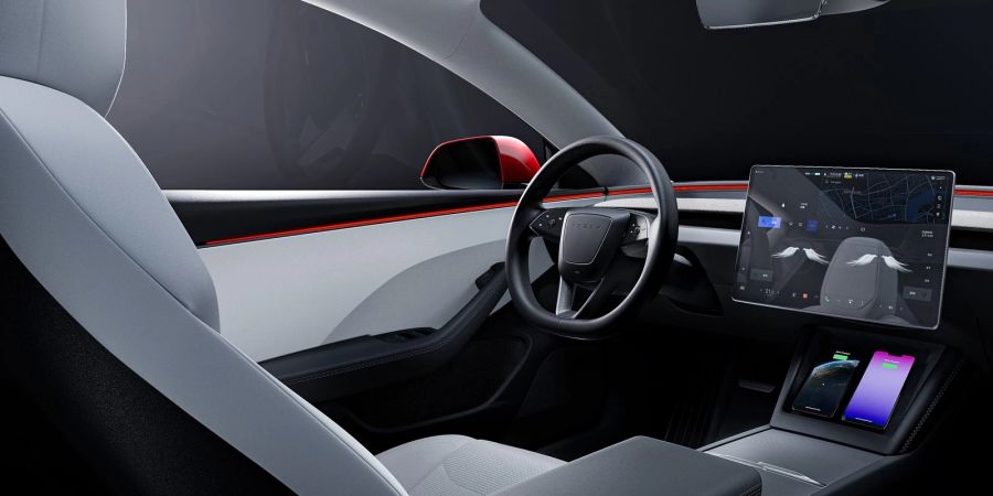 Der Zukunft entgegen: das Interieur des Tesla Model 3.