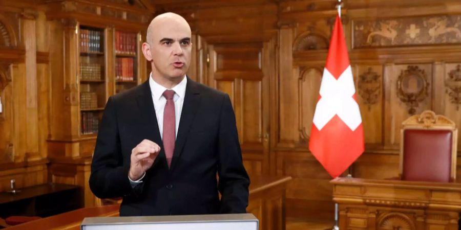 Bundespräsident Alain Berset bei der Neujahrsansprache.