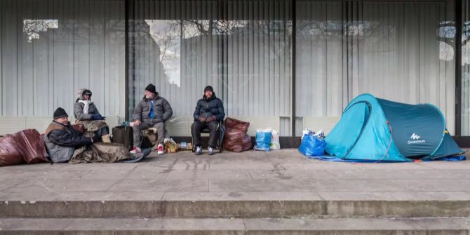 Obdachlose campieren im Zentrum von Brüssel.