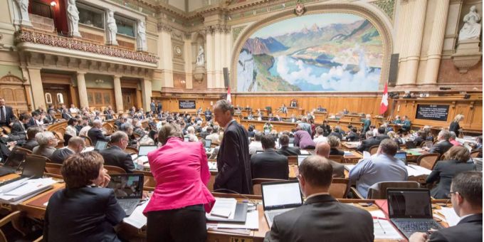 Der Nationalrat in Bern während einer Debatte. Nationalrat