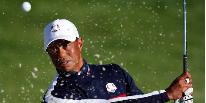 Tiger Woods vom Team USA trainiert. Tiger Woods vom Team USA trainiert.