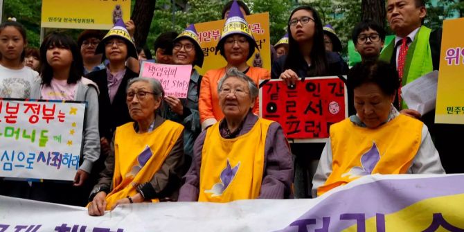 Frauen, die im Zweiten Weltkrieg als «Trostfrauen» gedient haben, demonstrieren gegen die Japanische Regierung.