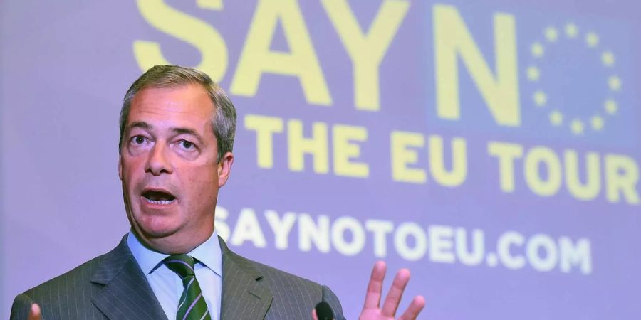 Nigel Farage, ehemaliger Vorsitzender der UK-Unabhängigkeits Partei (Ukip) hält im September 2015 während der «EU» eine Rede in London.