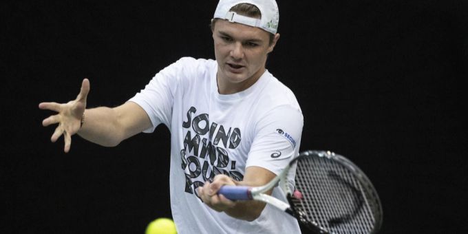 Dominic Stricker im Einsatz beim Davis Cup. (Archivbild) Dominic Stricker