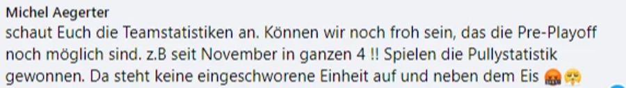 Eine Einheit stehe beim SC Bern nicht auf dem Eis, kommentiert dieser Nutzer.