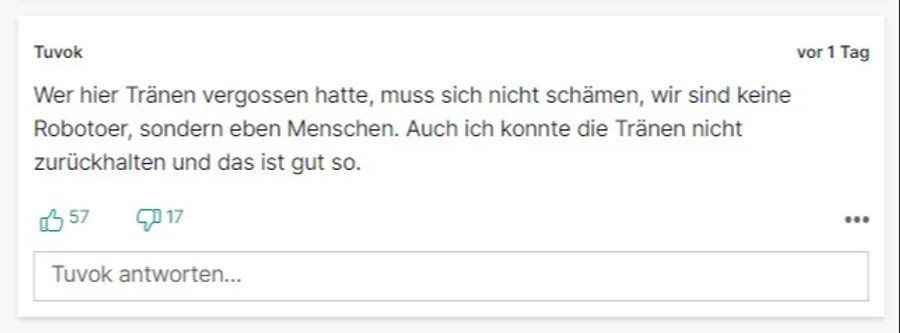 «Menschen sind keine Roboter», ist da Fazit von User Tuvok.