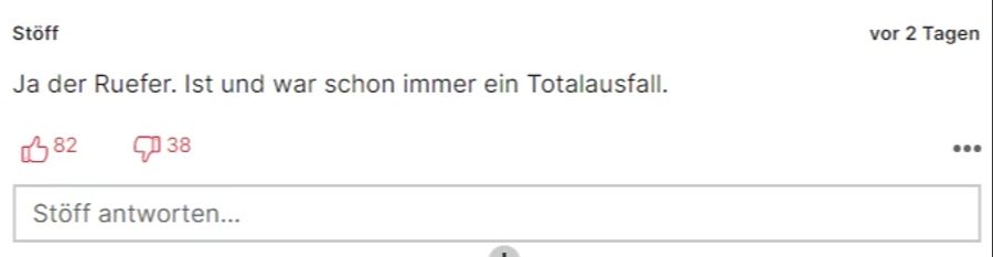 «Stöff» bezeichnet den Kommentator sogar als «Totalausfall».