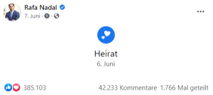 Dieser Facebook-Post von Rafael Nadal löst grossen Wirbel aus. Rafael Nadal