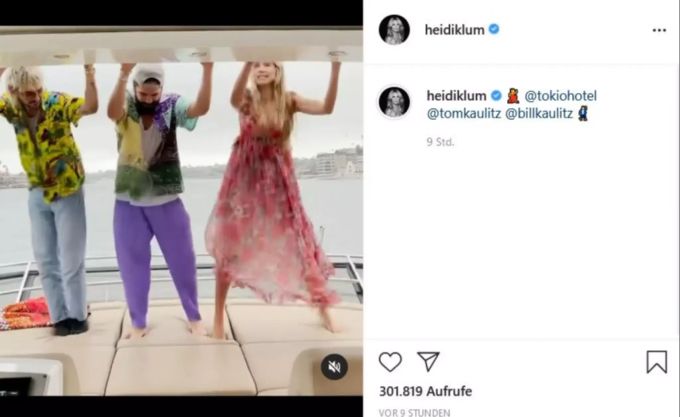 Heidi Klum feiert gemeinsam mit den Kaulitz-Brüdern auf einem Luxus-Schiff. heidi klum