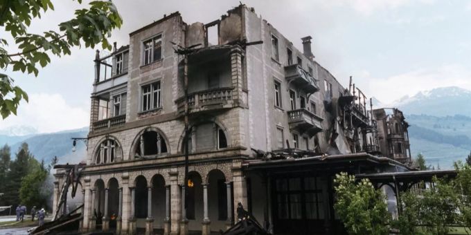 Das Hotel Waldhaus Vulpera brannte am 27. Mai 1989. Hotel Waldhaus Vulpera