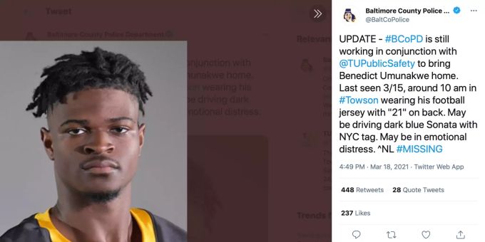 Baltimores Polizei sucht den jungen Linebacker. Baltimore Football