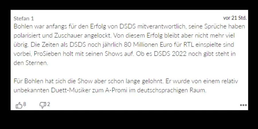 Die Zukunft von DSDS steht für diesen User in den Sternen.