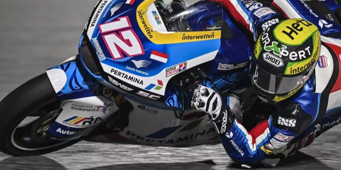 Moto2-Fahrer Thomas Lüthi bei einer Trainingsfahrt anlässlich des Moto Grand Prix von Katar 2021 auf dem Losail International Circuit in Katar am Freitag, 19. März 2021. Thomas Lüthi