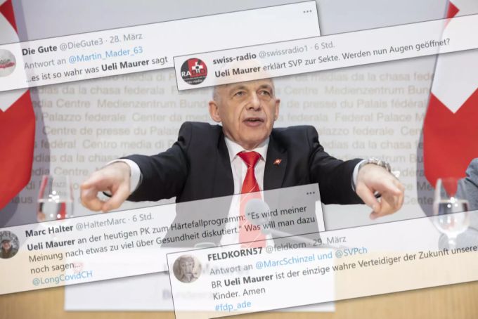 Kontroverse Reaktionen auf die Aussagen von Bundesrat Ueli Maurer auf Twitter. Ueli Maurer Twitter