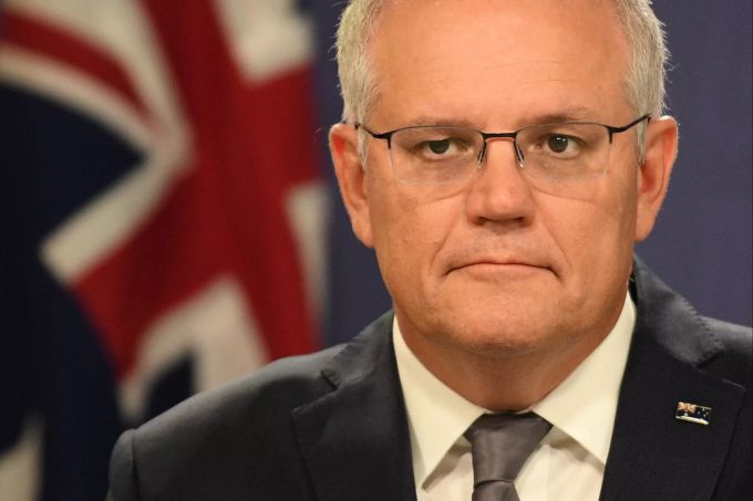 Australiens Premierminister Scott Morrison. Australia Prime Minister Scott Morrison holds presser in Sydney