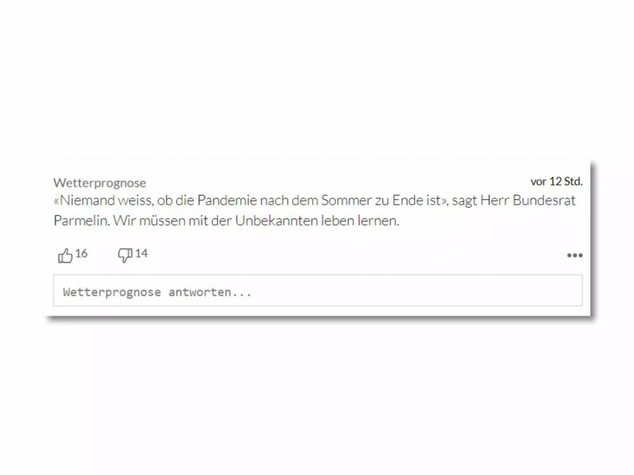 Niemand weiss, wann die Pandemie vorbei sein werde, sagt dieser User.