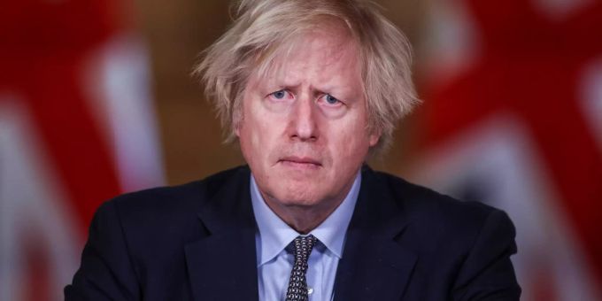 Boris Johnson, Premierminister von Grossbritannien, nimmt an einem Medienbriefing zur Corona-Lage in der Downing Street teil. Foto: Hannah Mckay Coronavirus - Grossbritannien