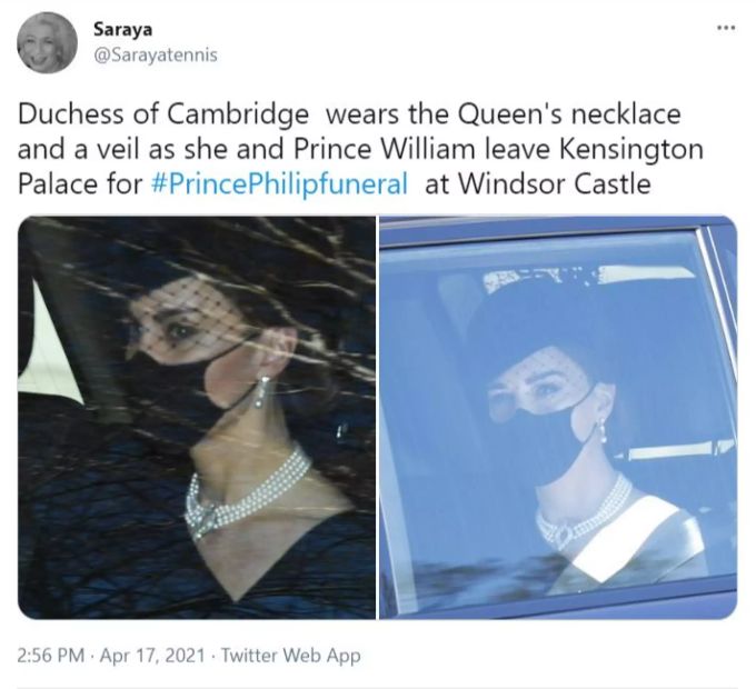 Herzogin Kate trägt eine Halskette der Queen. kate