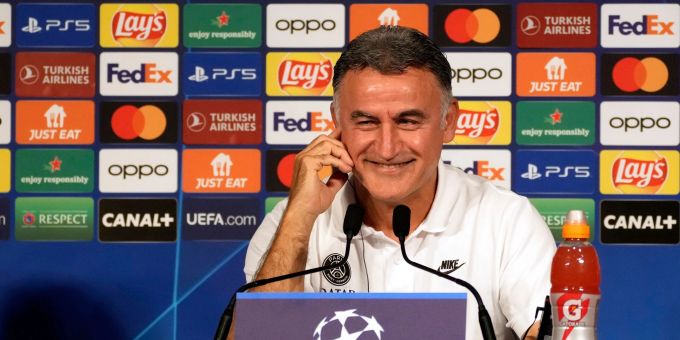 Christophe Galtier, der Trainer von Paris Saint-Germain, bei der Pressekonferenz. christophe galtier