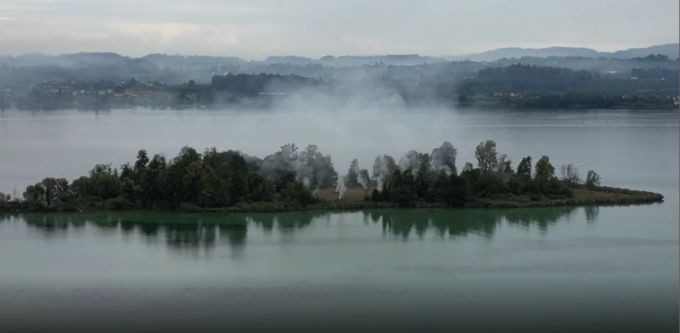 Auf der Insel Lützelau wurde am Mittwoch Schilf verbrannt. Insel Lützelau