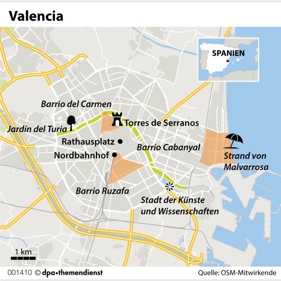 Valencia Grafik Altstadt Spanien