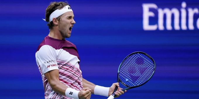Casper Ruud jubelt am US Open: Der Norweger zieht in den Final ein. Casper Ruud