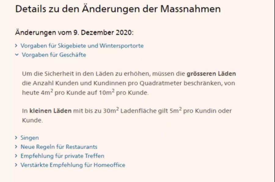 Das BAG nannte bis am 7.12 andere Zahlen als die Verordnung des Bundesrats.