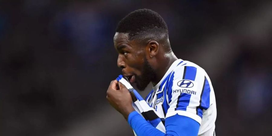 Jordan Torunarigha von Hertha BSC ist positiv auf das Coronavirus getestet worden. Foto: Soeren Stache/dpa-Zentralbild/ZB