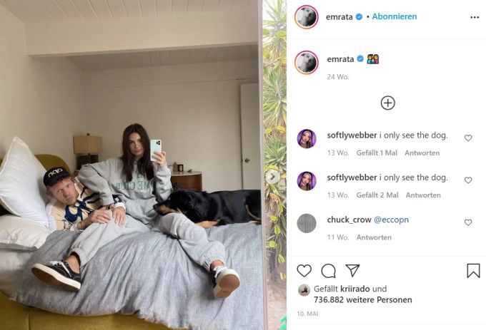 Emily Ratajkowski mit ihrem Ehemann Sebastian Bear-McClard. Emily Ratajkowski