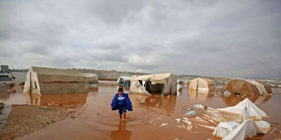 Szene nach den Regenfällen in der Provinz Idlib