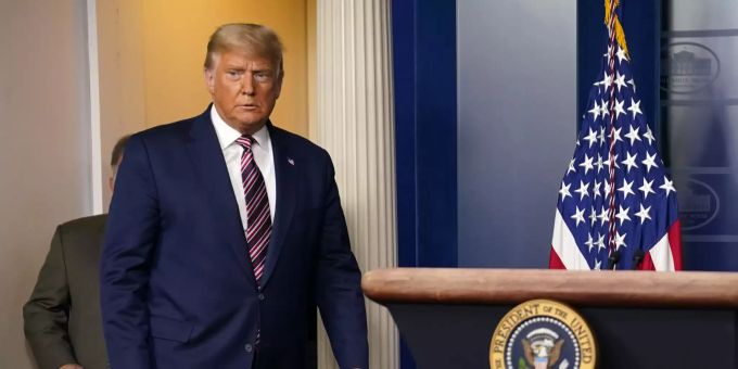 Präsident Donald Trump vor einer Ansprache im Weissen Haus. Presidential Concessions donald trump