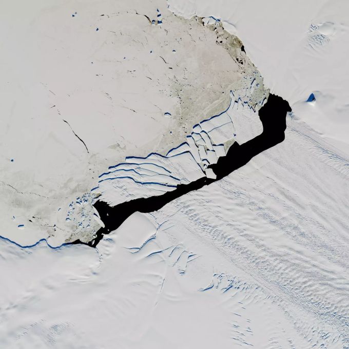 Der Pine-Island-Gletscher in der Antarktis. Pine-Island-Gletscher