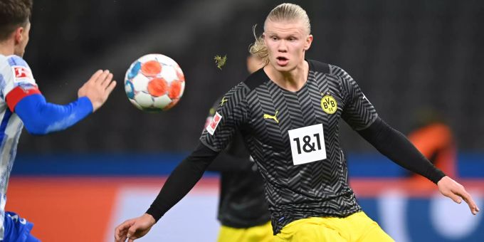Erling Haaland beim letzten Spiel des BVB gegen Hertha Berlin. Erling Haaland BVB