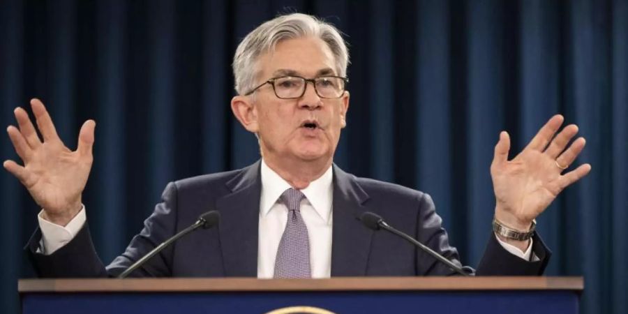 Der Fed-Vorsitzende Jerome Powell spricht bei einer Pressekonferenz nach einer Sitzung der US-Notenbank. Foto: Manuel Balce Ceneta/AP/dpa