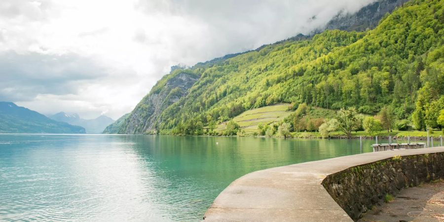 Blick auf den Walensee in Walenstadt im Wahlkreis Sarganserland im Kanton St. Gallen.