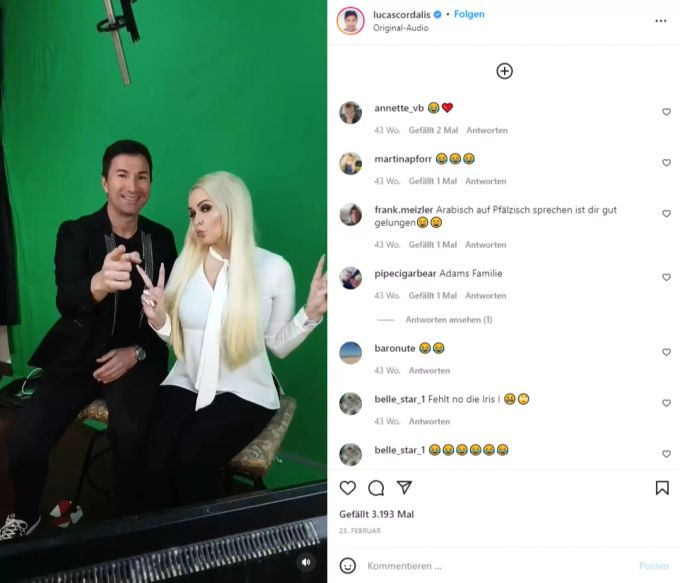 Lucas Cordalis und Daniela Katzenberger necken sich. daniela katzenberger