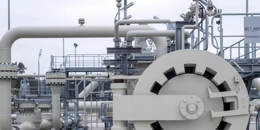 Molchstation, Rohrsysteme und Absperrvorrichtungen in der Gasanlandestation von Nord Stream 2. Foto: Jens Büttner/dpa