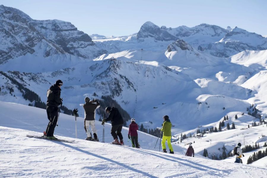 Skifahrer in Adelboden-Lenk.