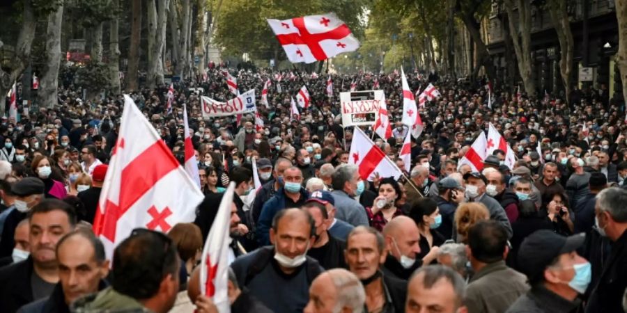 Demonstrationszug in Tiflis