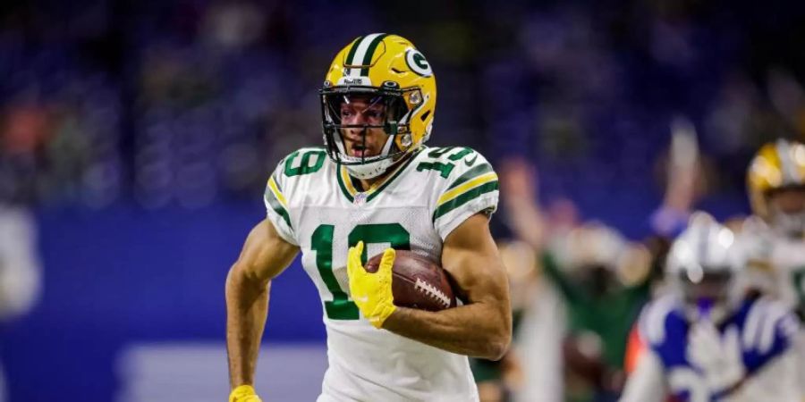 Wurde von den Green Bay Packers in den aktiven Kader aufgenommen: Equanimeous St. Brown. Foto: Evan Siegle/Green Bay Packers/dpa