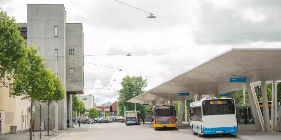 Der Busbahnhof der Gemeinde Buchs (SG).